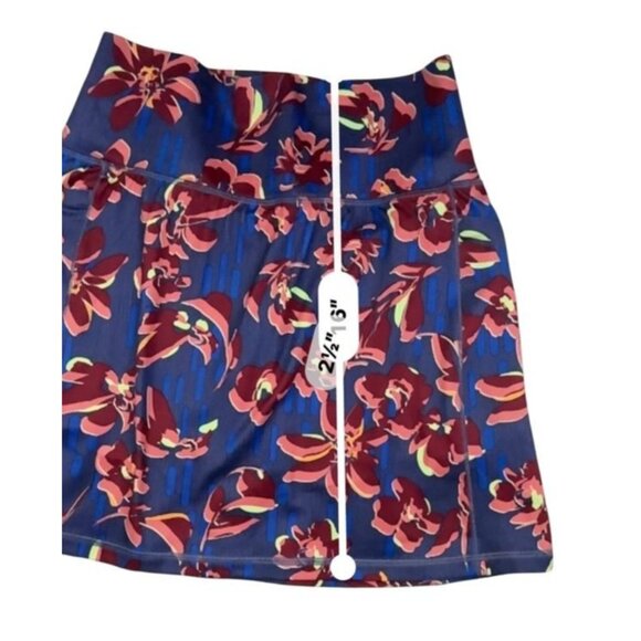 Athleta Salutation Stash 16 1/2" Skort XS Floral Print Activewear Blue & Red - Picture 7 of 7